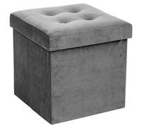 Atmosphera - Puff Plegable 'Lysandre' Gris Efecto Terciopelo