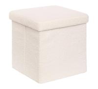 ATMOSPHERA CREATEUR D'INTERIEUR - Puf plegable Jaiko White Bouclette 38 x 38 cm