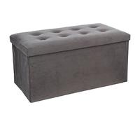 Atmosphera – Puff plegable doble Lysandre Gris efecto terciopelo