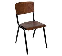 Atmosphera - Silla Escolar apilable Kiel, Chapa de Fresno y Metal Negro, Estilo Retro - para Comedor, Cocina y Oficina