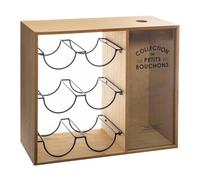 Atmosphera Portabotellas Loft elegante metal y madera 7 botellas beige 39-7x35 cm