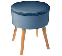 ATMOSPHERA CREATEUR D'INTERIEUR Taburete de Terciopelo Azul Oscuro