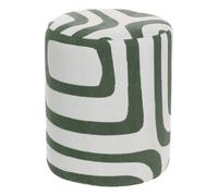 Atmosphera Delor - Puf Redondo Verde Cedro y Blanco 30x36 cm