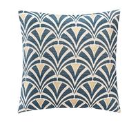 Atmosphera - Funda de cojín - Algodón y Chenilla - Motivos Bordados - Azul - 40 x 40 cm