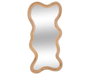 Atmosphera Interior Designer - Espejo Maggie con Forma orgánica - Dormitorio, Sala de Estar, Pasillo, vestidor - Marco de ratán - Se Puede Colgar o Colocar sobre una Superficie