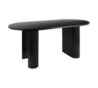 Atmosphera Interior Designer - Mesa de Comedor Ovalada Olova, Efecto Madera Negra, para 6 Personas, 3 Patas texturizadas, Acabado semibrillante, Comedor