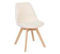 Atmosphera Interior Designer - Silla Baya Blanca - Tejido Bouclé y Haya - Comedor, Cocina, Oficina, Salón - Cómodo Cojín Integrado