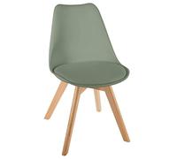 Atmosphera Interior Designer - Silla Baya, Verde Caqui - Plástico y Haya - Comedor, Cocina, Oficina, Sala de Estar - Cómodo Cojín Integrado