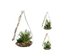 Atmosphera - Jarrón de Cristal Colgante con Planta Decorativa - Accesorios para Muebles de Exterior - 10x19,5cm - Elegante y Moderno