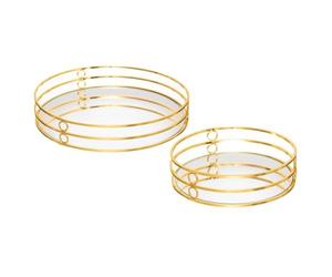 Atmosphera - Juego de 2 bandejas Feel - Madera y Cristal - Dorado