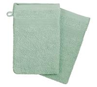 Atmosphera - Juego de 2 Manoplas de baño - algodón 450 g/m² - Verde celda - 15 x 21 cm