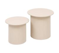 Atmosphera - Juego de 2 mesas nido Eino, redondas beige 40 cm diseño estriado