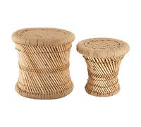 Atmosphera - Juego de 2 mesas Nido Ilyan - Bambú y cáñamo Tejido, 37 cm de diámetro - Mesas auxiliares de Estilo Bohemio - para salón y Dormitorio