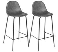Atmosphera - Juego de 2 Taburetes de Bar Gris Efecto Piel Retro