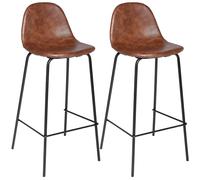 Atmosphera Juego de 2 Taburetes de Bar Marrón con Efecto Piel y Estilo Retro