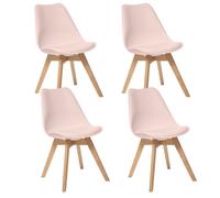 Atmosphera - Juego de 4 Sillas de Comedor Rosa Palo con Patas de Madera de Haya
