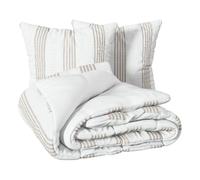Atmosphera - Juego de Cama a Rayas 240x220cm Blanco y Beige