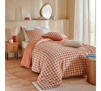 Atmosphera - Juego de Cama Vichy 240x220cm Estampado Terracota