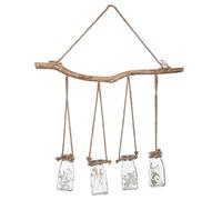 Atmosphera - Lámpara Colgante con 4 Flores secas - Maceta de Cristal - H45 cm