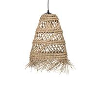 Atmosphera - Lámpara colgante Lahys de paja trenzada beige, diámetro 28 x alto 48 cm, pantalla calada de estilo bohemio - Iluminación para salón y dormitorio