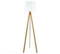 Atmosphera - Lámpara de pie trípode 'Bahi' - bambú y blanco A. 160 cm | Pantalla blanca, bombilla no incluida. Luminaria de pie para sala de estar y dormitorio.
