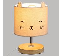 Atmosphera Lámpara infantil de sobremesa Cat E14 algodón y madera 23x15 cm