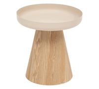 Atmosphera - Mesa Auxiliar Hercyna, Acero y Madera, 40 cm de diámetro x 42 cm de Alto, Tablero Redondo con Bordes elevados - para salón, Dormitorio o como Mesa de Centro.