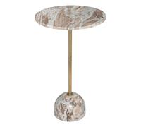 Atmosphera - Mesa Auxiliar Nema - Mármol y Metal Dorado - Pr. 35,5 x Al. 58 cm - para salón, Dormitorio, Mesa Auxiliar