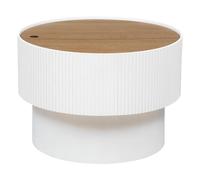 Atmosphera - Mesa de Centro Enola con almacenaje - Blanco y Madera - Pr. 55 x Al. 38 cm - Almacenaje Integrado, Estilo escandinavo - para salón, Dormitorio, Mesa Auxiliar