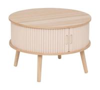 Atmosphera - Mesa de Centro Redonda Nysos, Beige y Madera, 60 x 41 cm de Profundidad, Puertas correderas de Listones - para salón, Mesa Auxiliar