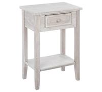 Atmosphera - Mesita de Noche de Madera encalada con Encanto - An. 45 x Pr. 30 x Al. 67 cm, 1 cajón - para Dormitorio, salón, mesita Auxiliar