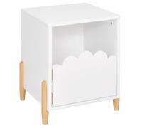 Atmosphera - Mesita de noche para niño, suave, color blanco, 35,5 x 40 cm, puerta de diseño de flores, patas de pino - para dormitorio, mueble de almacenamiento