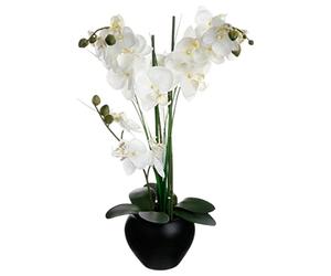 Atmosphera - Orquídea Artificial - jarrón de cerámica Negro - H53 cm