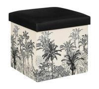 Atmosphera - Puff Plegable Benicio Madera - Blanco y Negro