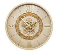 Atmosphera Reloj de pared mecánico Guiliana – metal beige y dorado, 50 cm, engranajes visibles