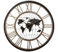 Atmosphera Reloj Mecánico Metálico Mapamundi Decoración Hogar y Negocio