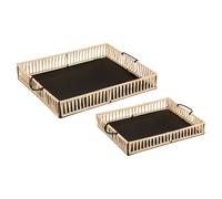 Atmosphera - Set de 2 Bandejas Cosy - Metal y Ratán - Decorativo