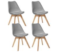 Atmosphera - Set de 4 Sillas Gris Baya con Patas de Madera de Haya