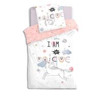 Atmosphera Juego de cama infantil Unicornio algodón 140x200 cm Beige Niños