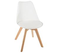 Atmosphera Interior Designer - Silla Baya Blanca - Plástico y Haya - Comedor, Cocina, Oficina, Salón - Cómodo Cojín Integrado