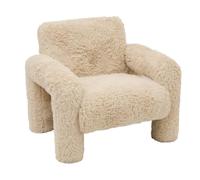 Atmosphera - Sillón elyon de Piel, 72 cm de Altura, Color Beige