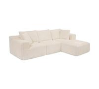 Atmosphera - Sofá esquinero solka 3 plazas 254x164x78 cm Acanalado Marfil