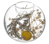Atmosphera - Tarro para Velas con Flores secas Folk - Vidrio - D10 cm - Amarillo