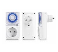Atmoss Reloj Temporizador IP44 - Temporizador Programador Analogico para Uso Exterior, Enchufe programable 24 Horas Blanco, MAX 16A 3680W 230V, Referencia RLJ-012