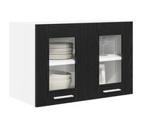 ATOMSTACK MAKER Armario colgante de madera de roble negro, 60 x 31 x 40 cm, estantería de pared con 2 puertas con bisagras, moderna estantería de cocina para vajilla y utensilios de cocina, máx. 60 kg
