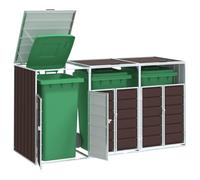 ATOMSTACK MAKER Caja para contenedores de basura, 3 x 240 L, acero de color marrón (216 x 81 x 115 cm), con mecanismo de tapa de cadena, ventilación y ampliable para jardín/terraza
