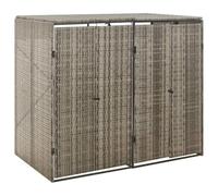 ATOMSTACK MAKER Caja para cubos de basura de 240 l para 2 cubos de 120 l, caja de jardín de ratán de polietileno gris (140 x 80 x 117 cm) con tapa plegable y puertas con cerradura, resistente a la