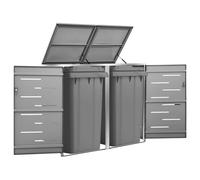ATOMSTACK MAKER Caja para cubos de basura para 2 × 120 L, antracita, de marco de acero inoxidable y acero galvanizado, con cerradura, inodoro, 138 × 77,5 × 112,5 cm, ideal para jardín, terraza y patio