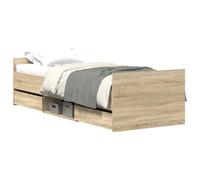 ATOMSTACK MAKER Cama Con Armazón de Madera de 90x190 cm, con Cabecero y Pieceras, 4 Cajones Integrados, Estilo Roble Sonoma, Ideal para Adultos, Sin Colchón (193x93x50cm)