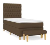 ATOMSTACK MAKER Cama con somier de 100 x 200 cm con cabecero regulable en altura, colchón de muelles ensacados y cubrecolchón, color marrón oscuro, transpirable, para dormir boca arriba y boca abajo